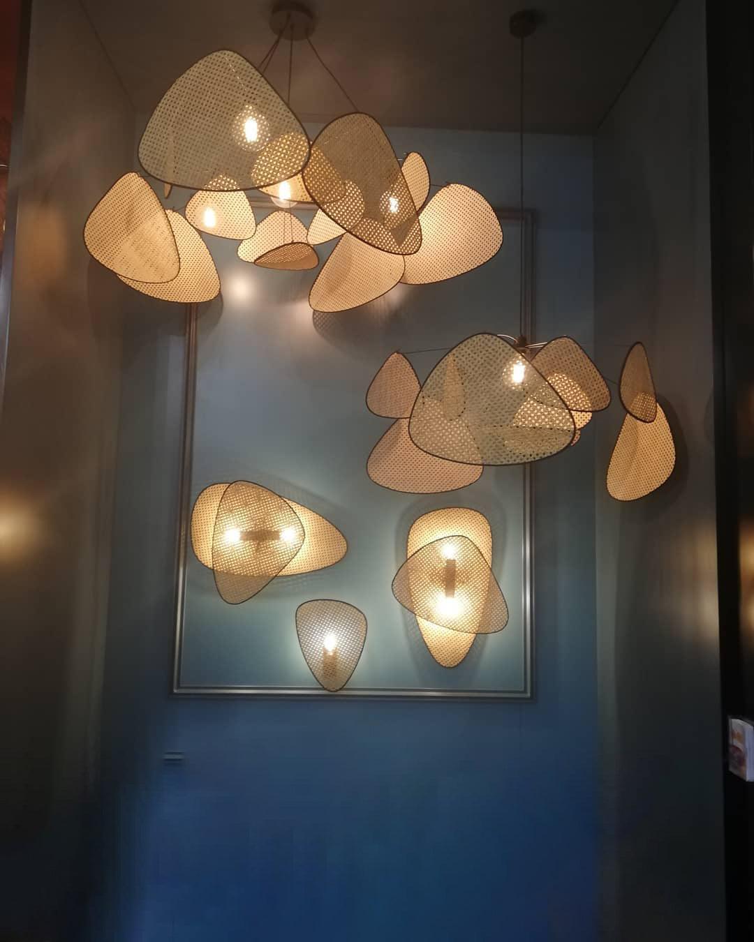 Elegant Screen Cannage Pendant Swag Light with Adjustable Height & War