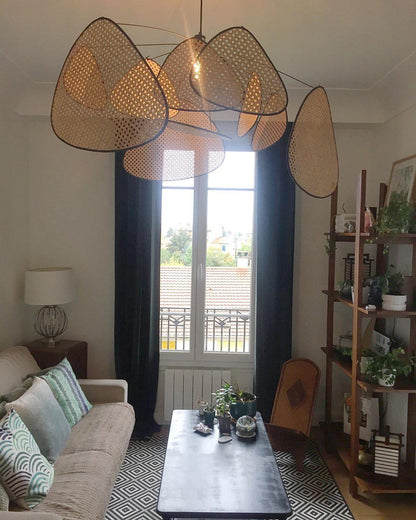 Elegant Screen Cannage Pendant Swag Light with Adjustable Height & War