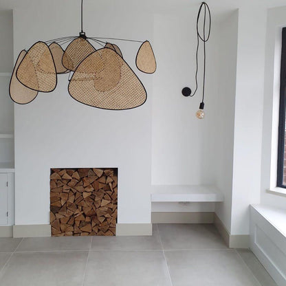 Elegant Screen Cannage Pendant Swag Light with Adjustable Height & War