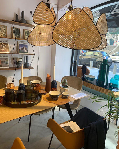 Elegant Screen Cannage Pendant Swag Light with Adjustable Height & War