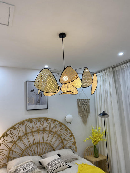 Elegant Screen Cannage Pendant Swag Light with Adjustable Height & War