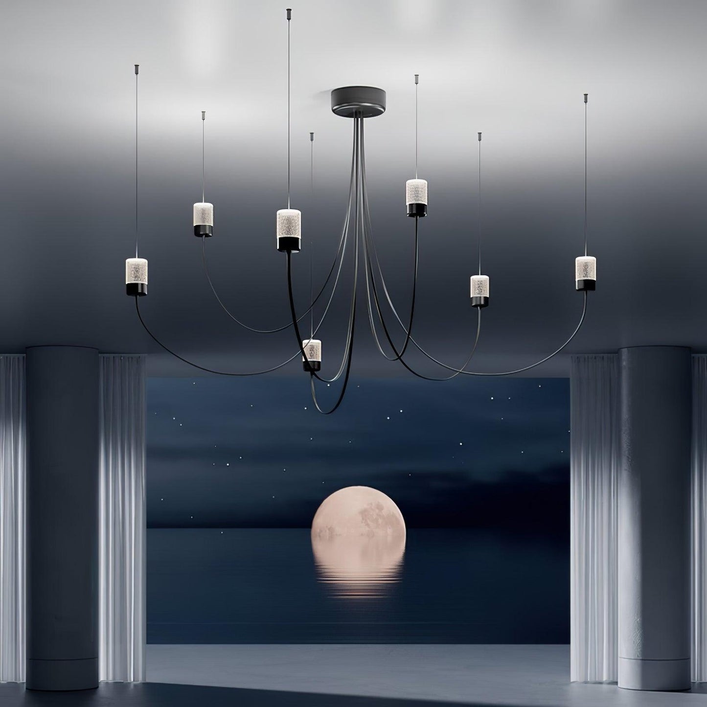 Elegant Swaying Chandelier with Adjustable Height and LED Lighting