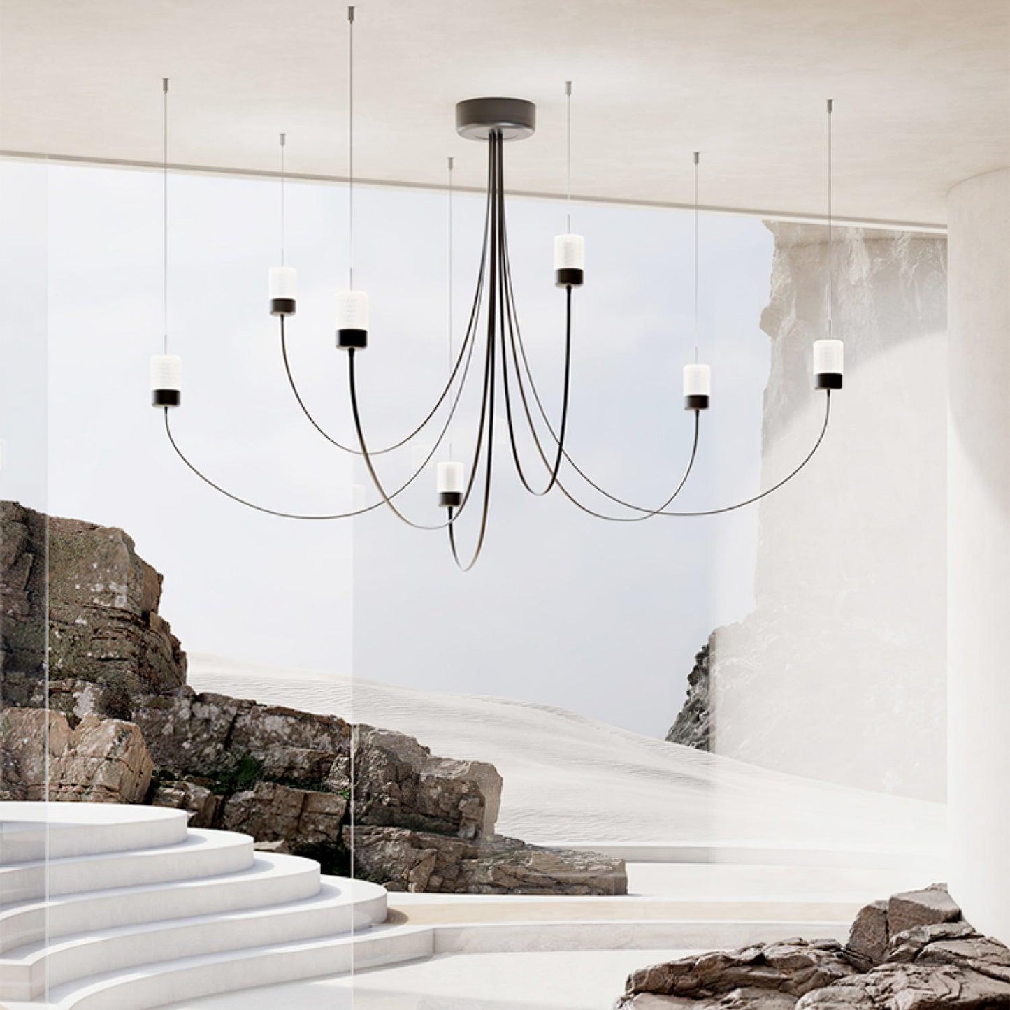 Elegant Swaying Chandelier with Adjustable Height and LED Lighting