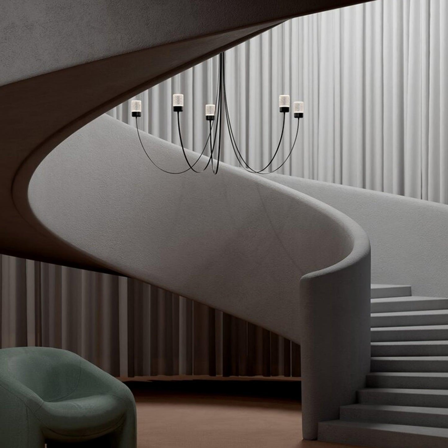 Elegant Swaying Chandelier with Adjustable Height and LED Lighting