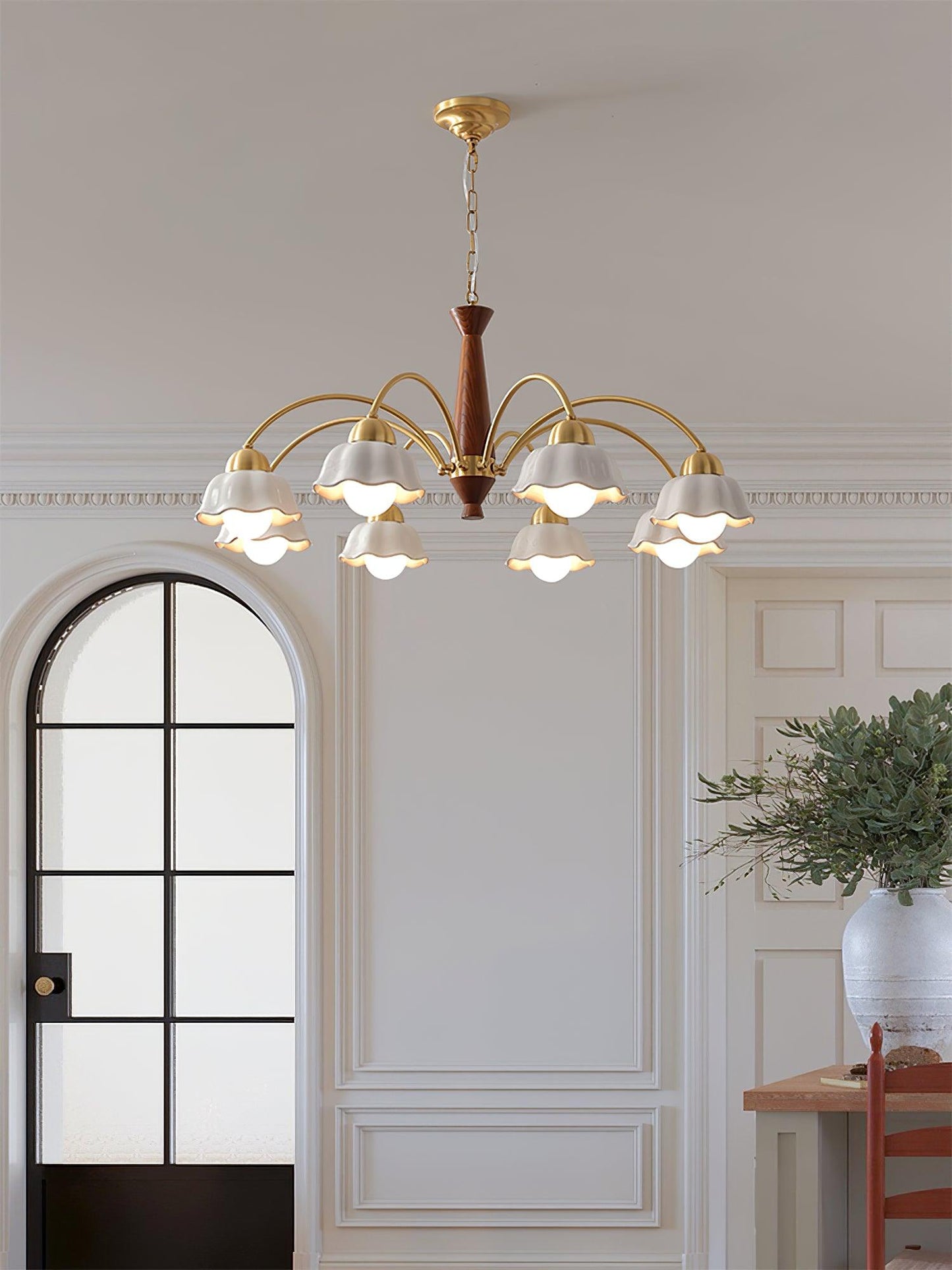Swedish Modern Gold Chandelier - Adjustable Height, Elegant Design
