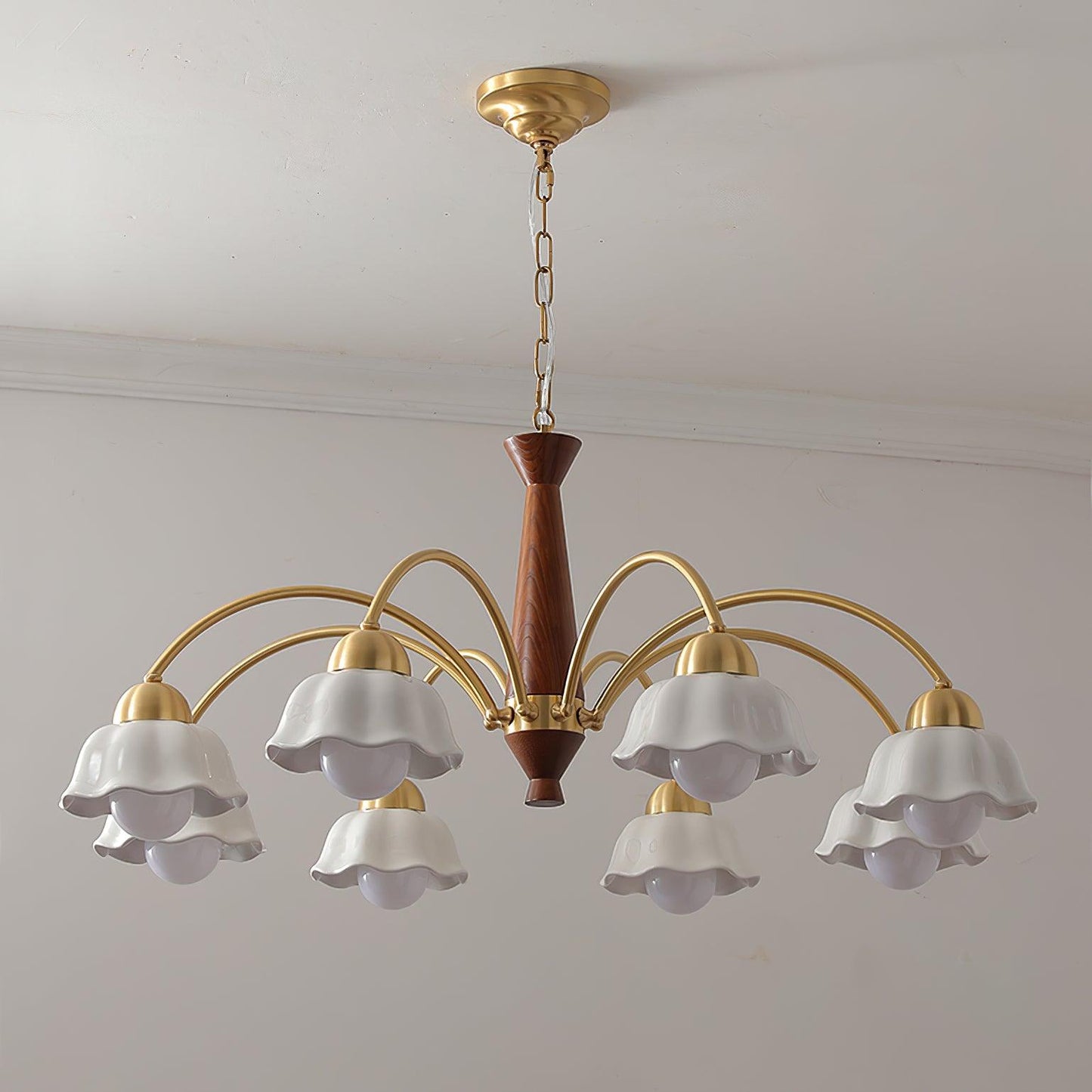 Swedish Modern Gold Chandelier - Adjustable Height, Elegant Design