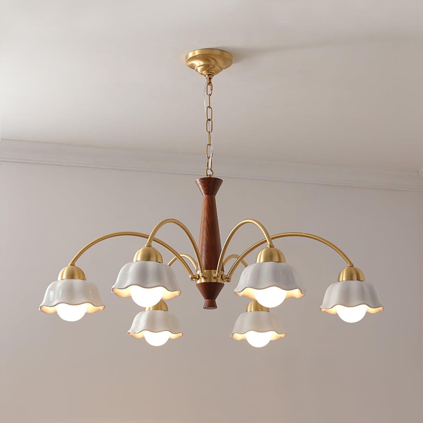 Swedish Modern Gold Chandelier - Adjustable Height, Elegant Design