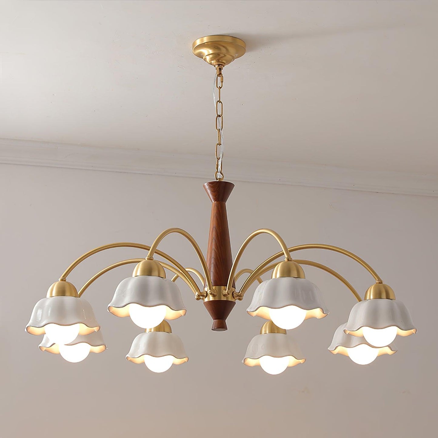 Swedish Modern Gold Chandelier - Adjustable Height, Elegant Design