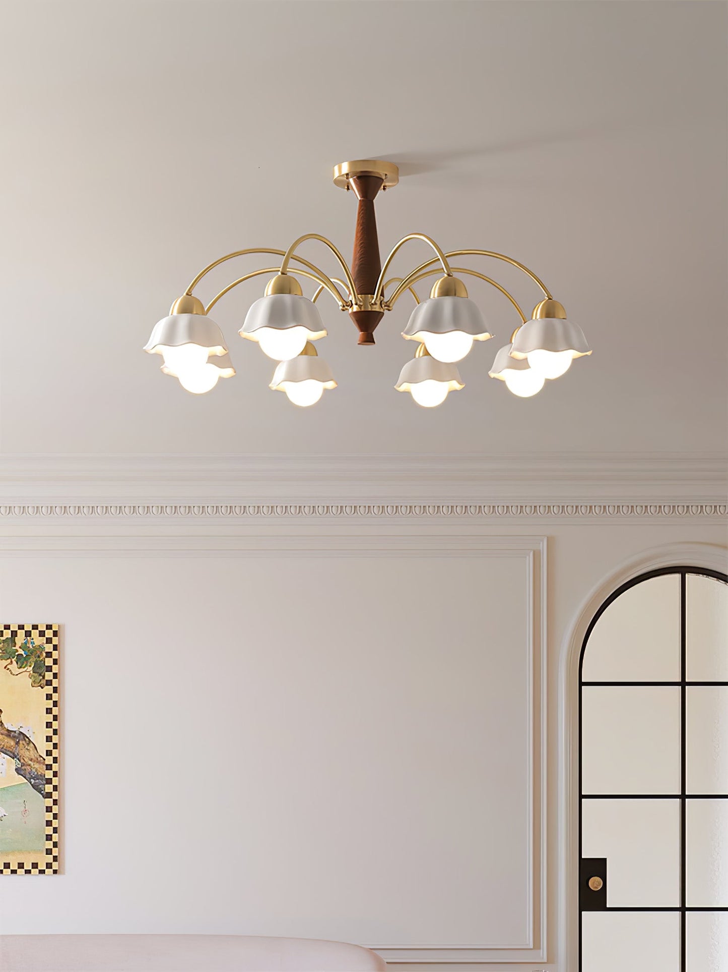 Swedish Modern Gold Chandelier - Adjustable Height, Elegant Design