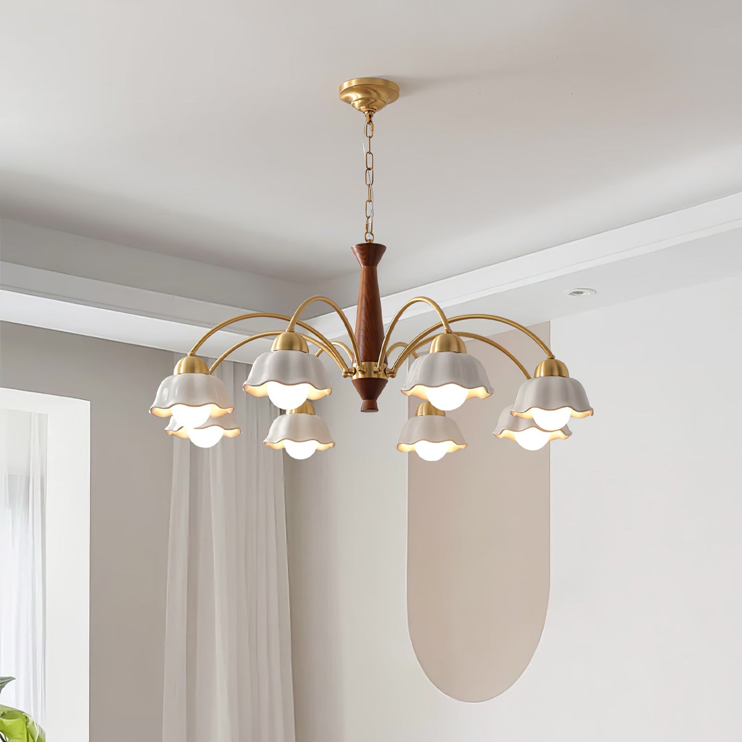 Swedish Modern Gold Chandelier - Adjustable Height, Elegant Design
