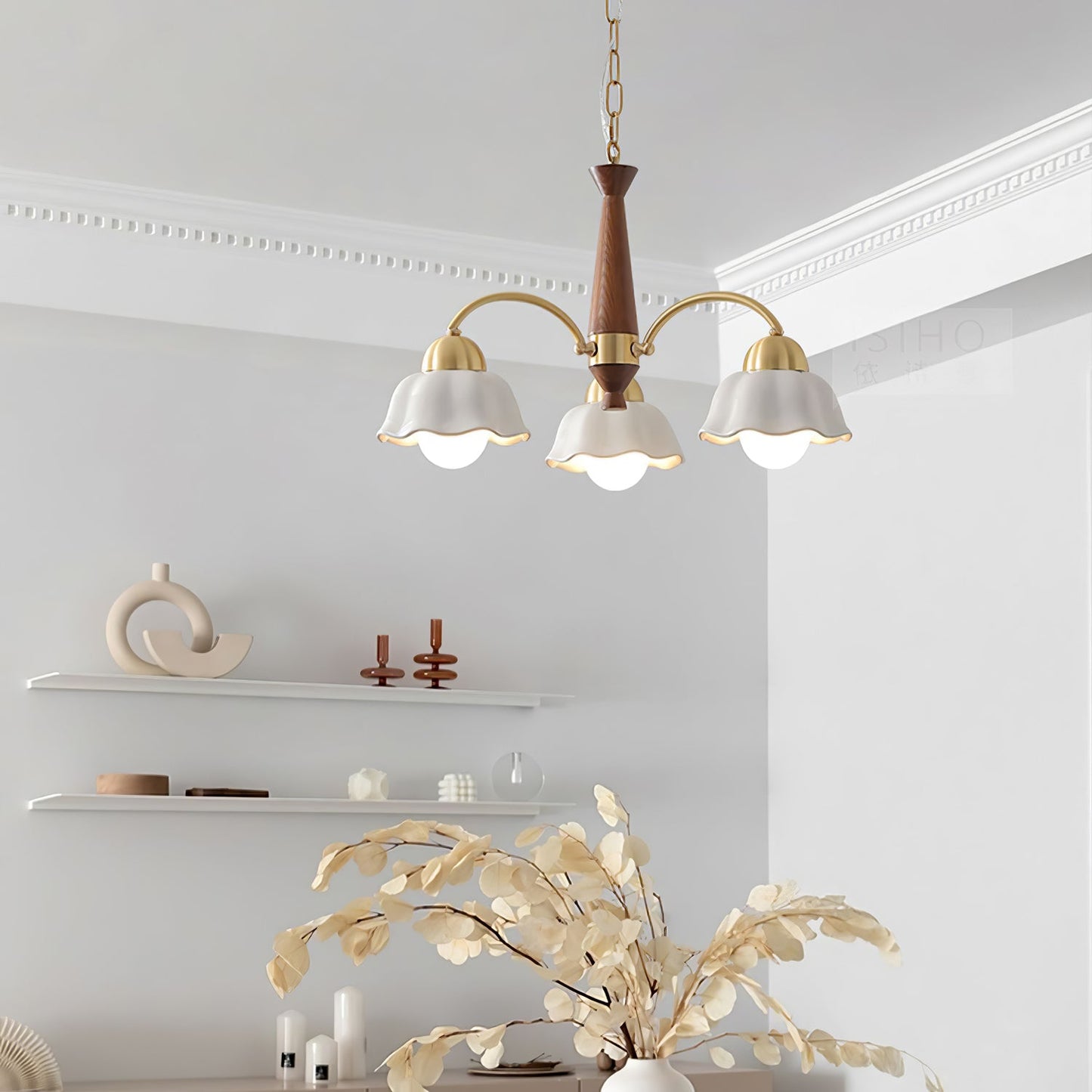 Swedish Modern Gold Chandelier - Adjustable Height, Elegant Design