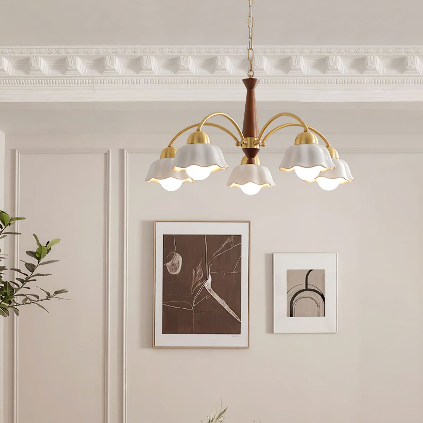 Swedish Modern Gold Chandelier - Adjustable Height, Elegant Design