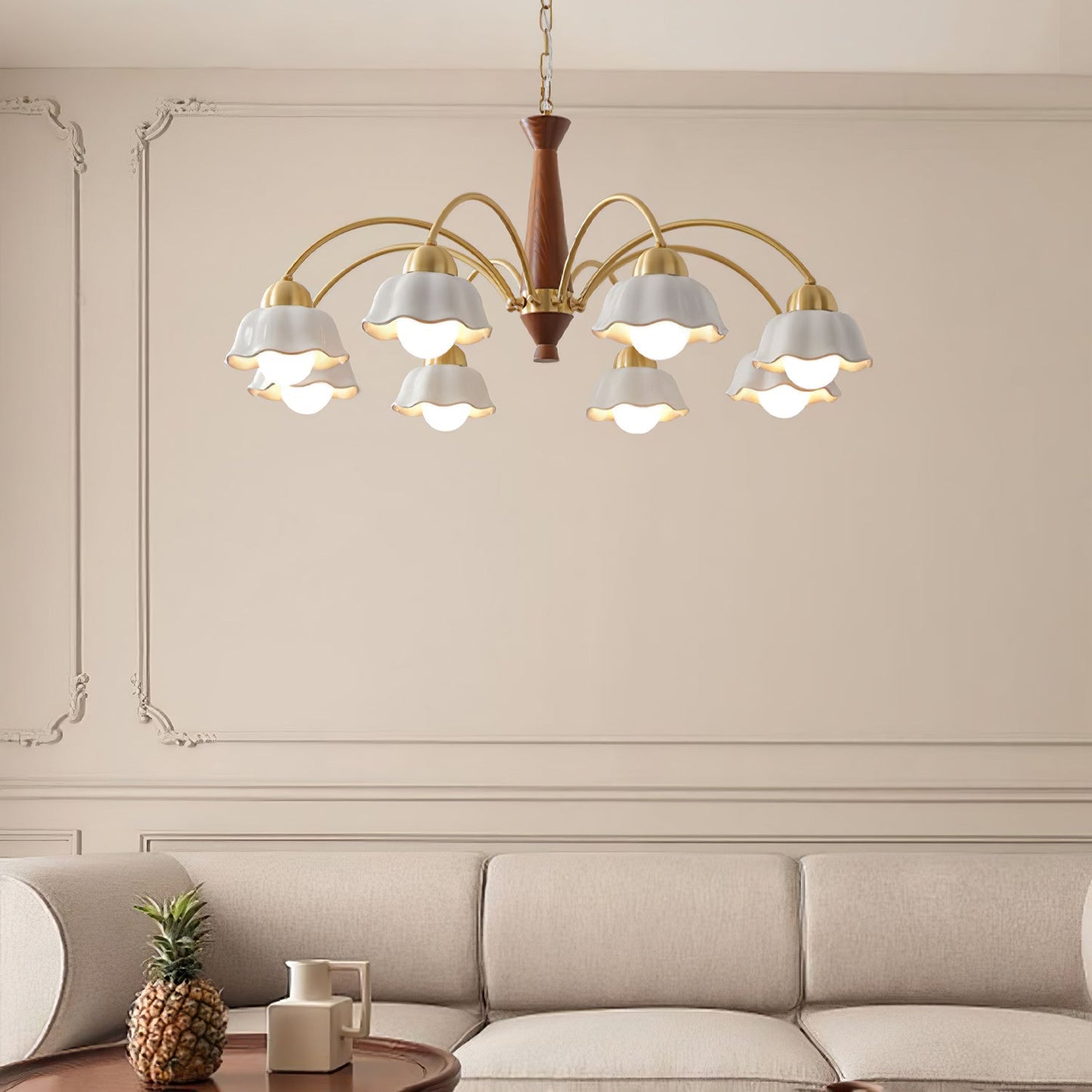 Swedish Modern Gold Chandelier - Adjustable Height, Elegant Design
