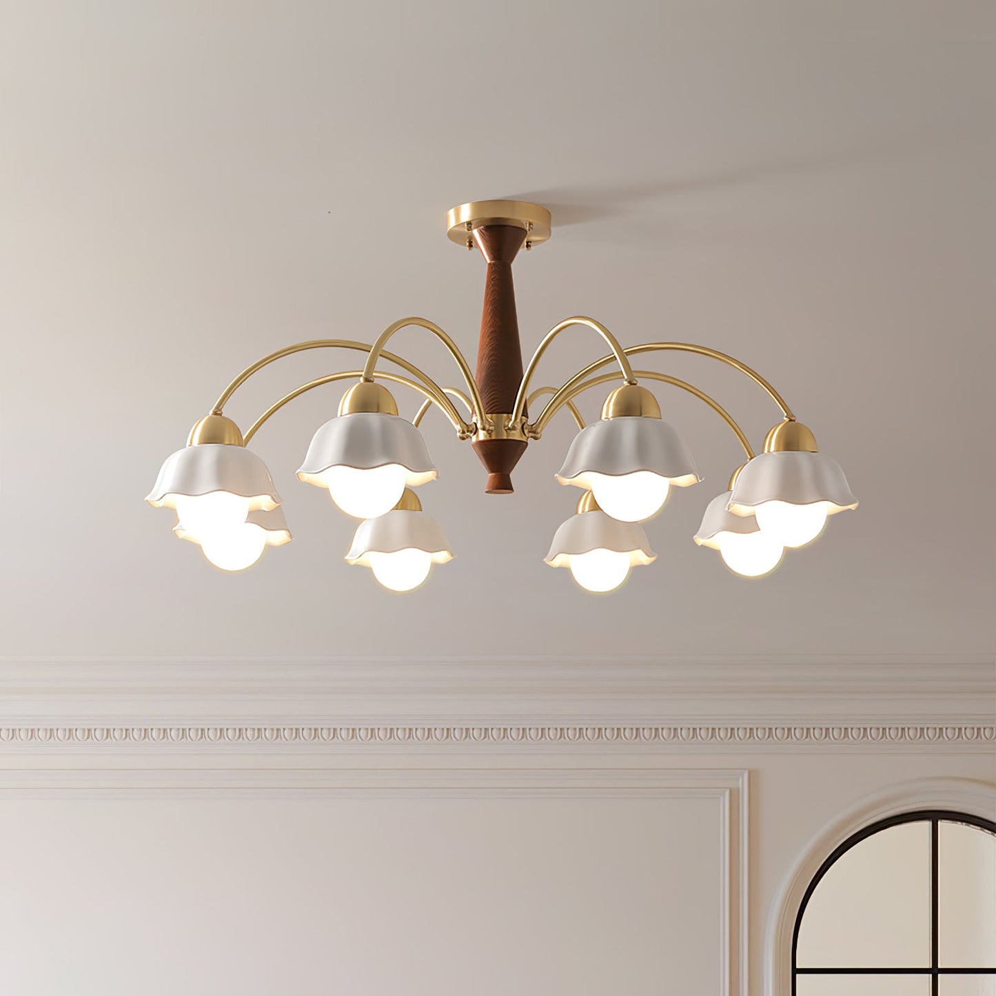 Swedish Modern Gold Chandelier - Adjustable Height, Elegant Design