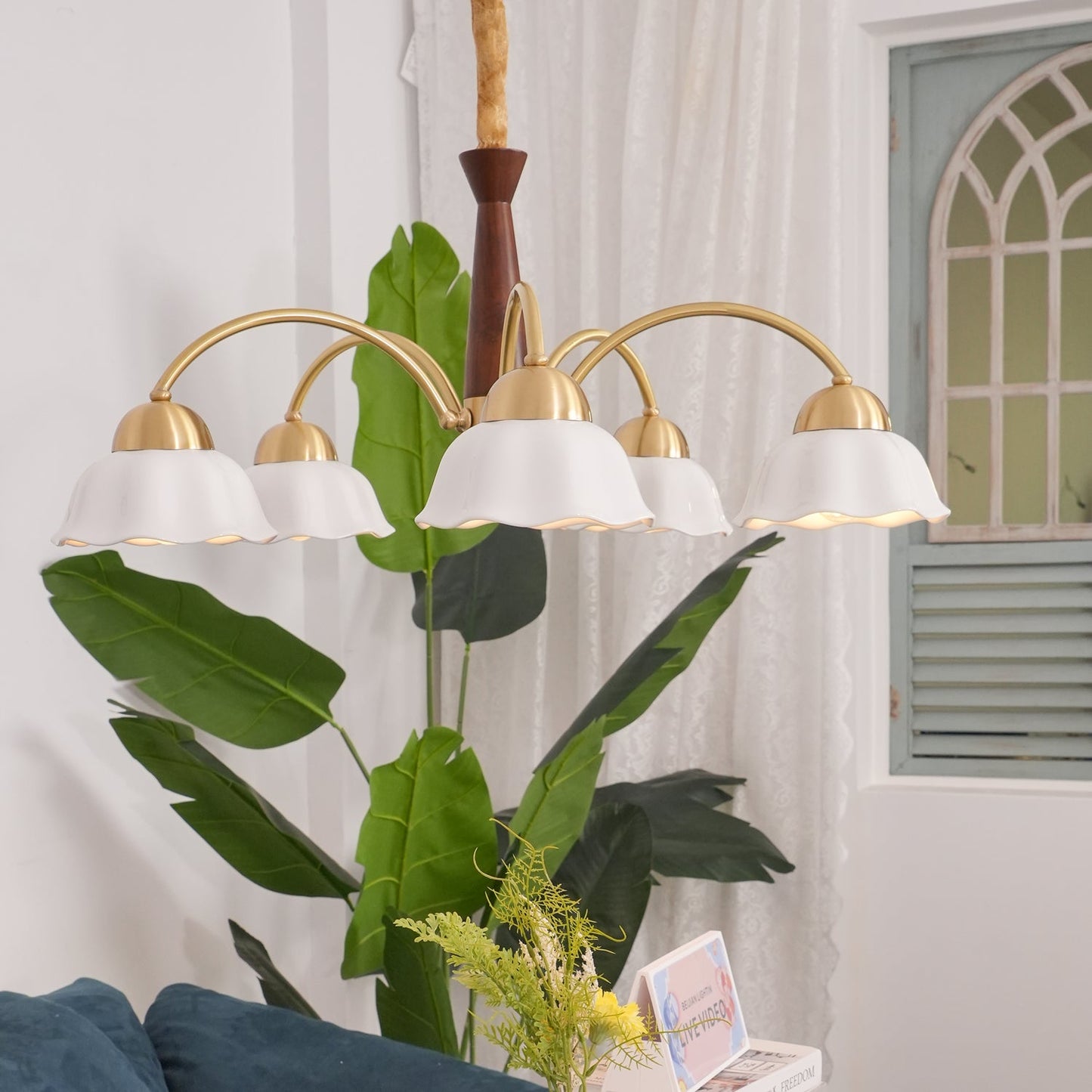 Swedish Modern Gold Chandelier - Adjustable Height, Elegant Design