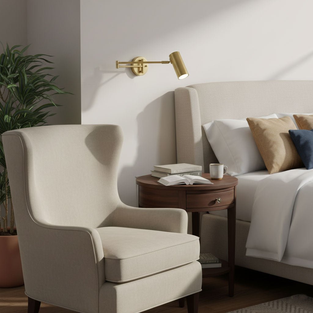 Adjustable Swing Arm Wall Sconce with LED Light and Modern Design