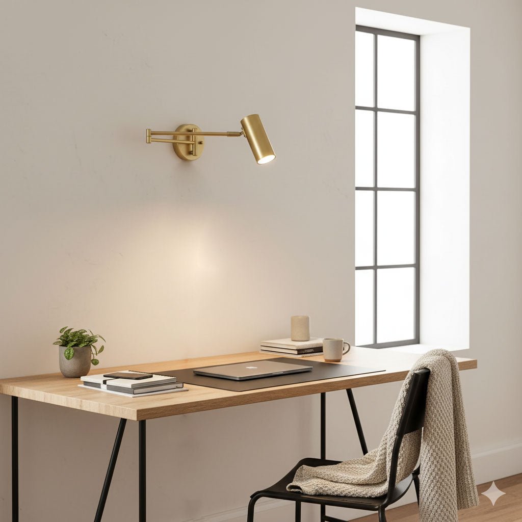 Adjustable Swing Arm Wall Sconce with LED Light and Modern Design