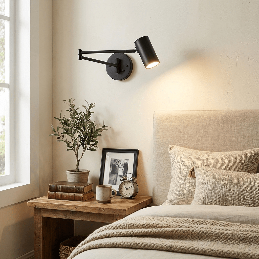 Adjustable Swing Arm Wall Sconce with LED Light and Modern Design
