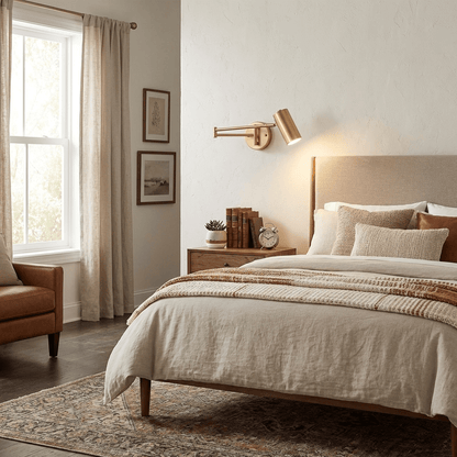 Adjustable Swing Arm Wall Sconce with LED Light and Modern Design