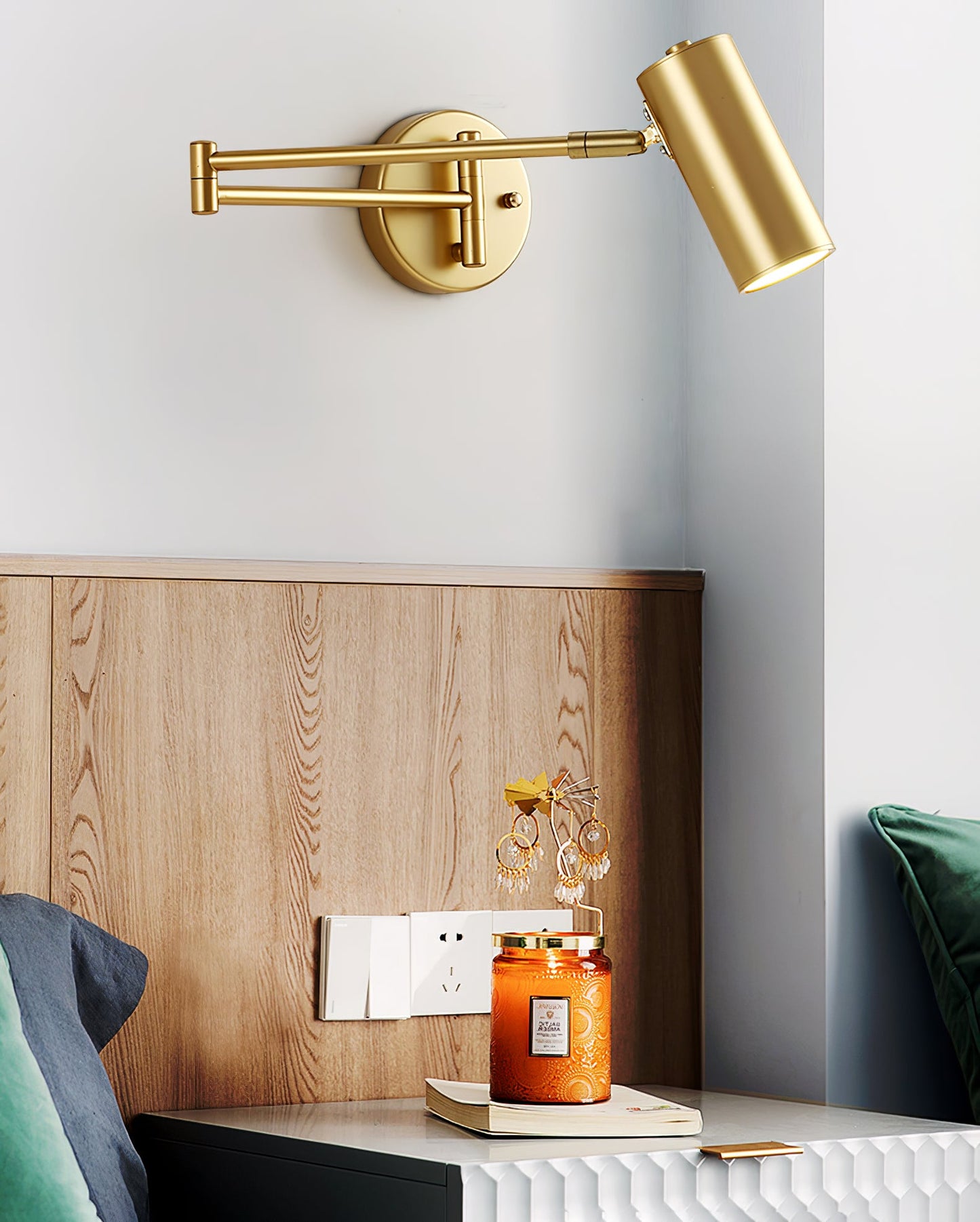 Adjustable Swing Arm Wall Sconce with LED Light and Modern Design