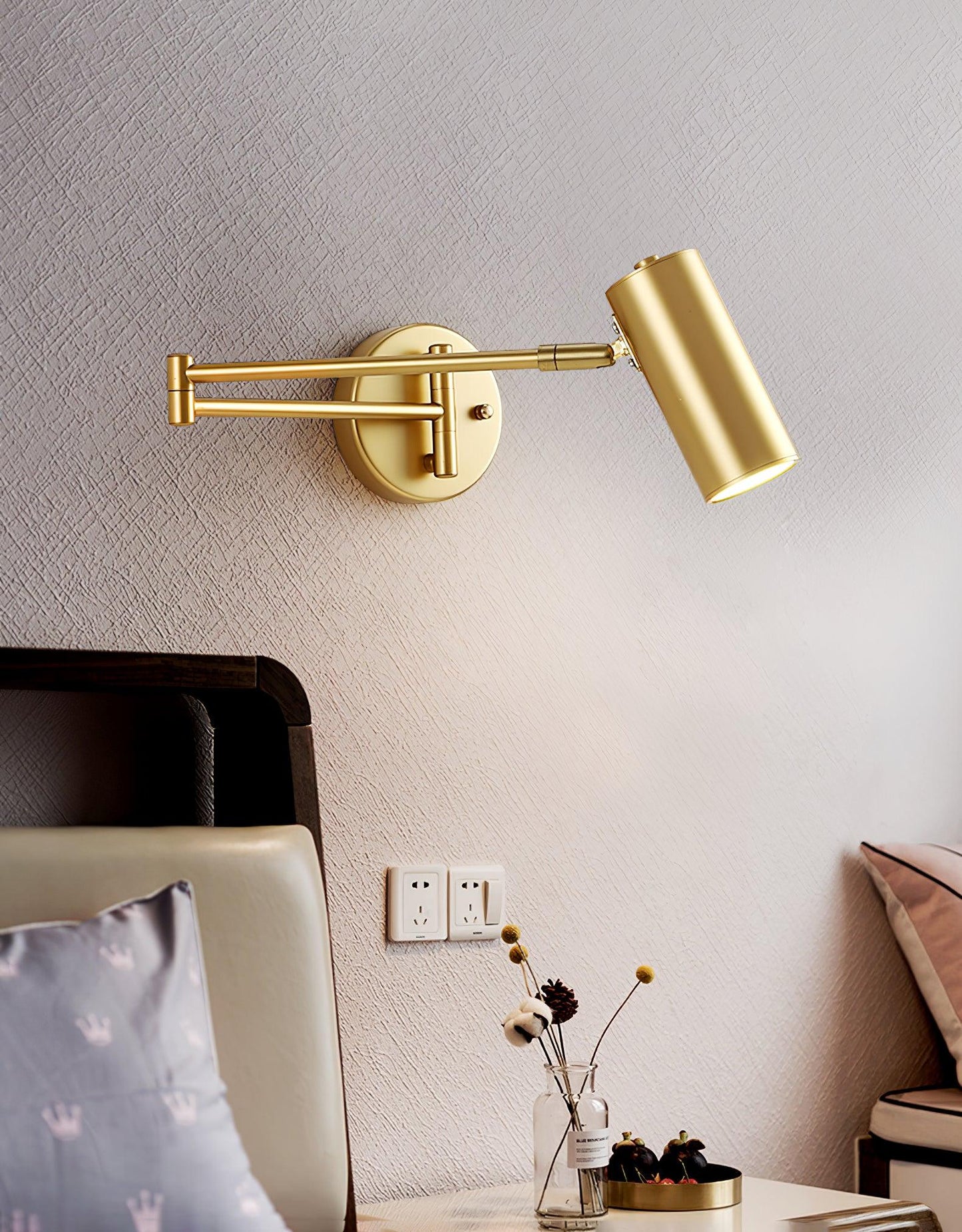 Adjustable Swing Arm Wall Sconce with LED Light and Modern Design