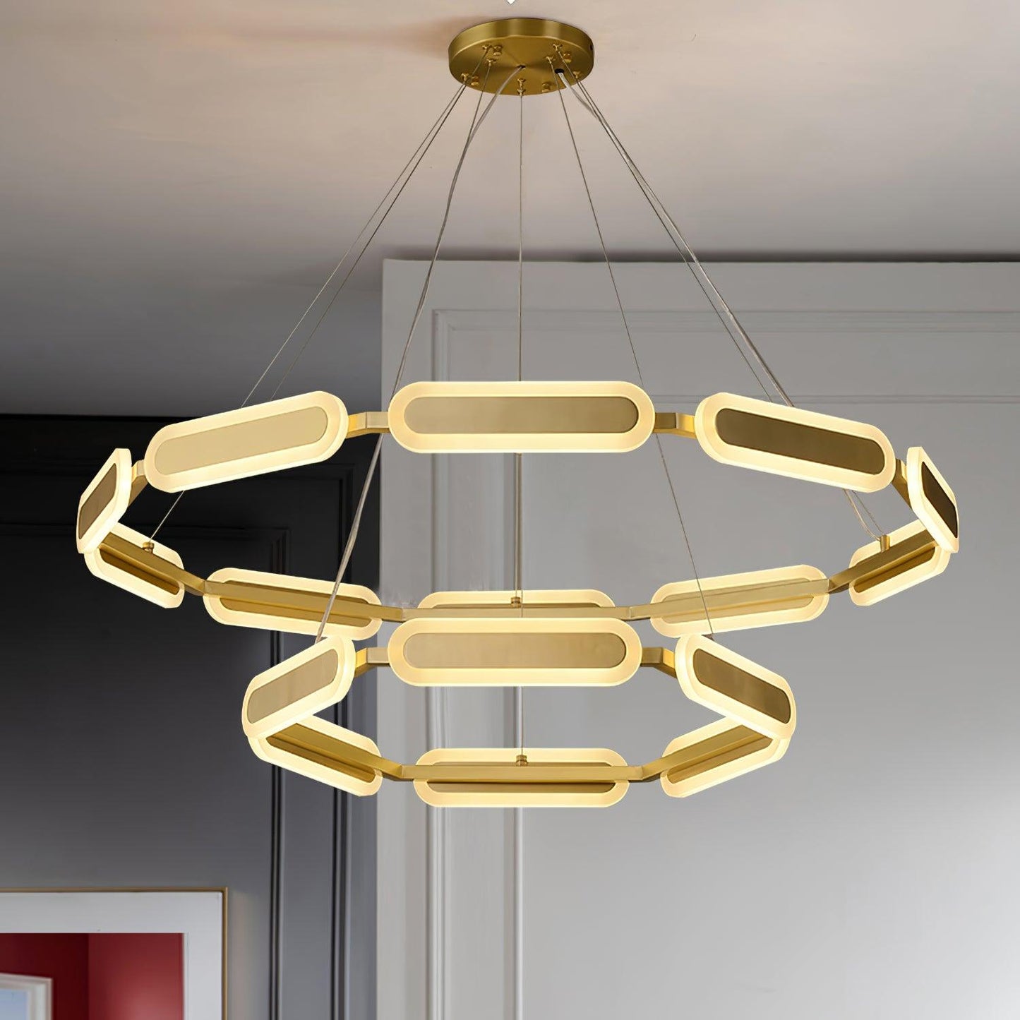 Elegant Swirl Chandelier - Contemporary Design with Adjustable Lightin