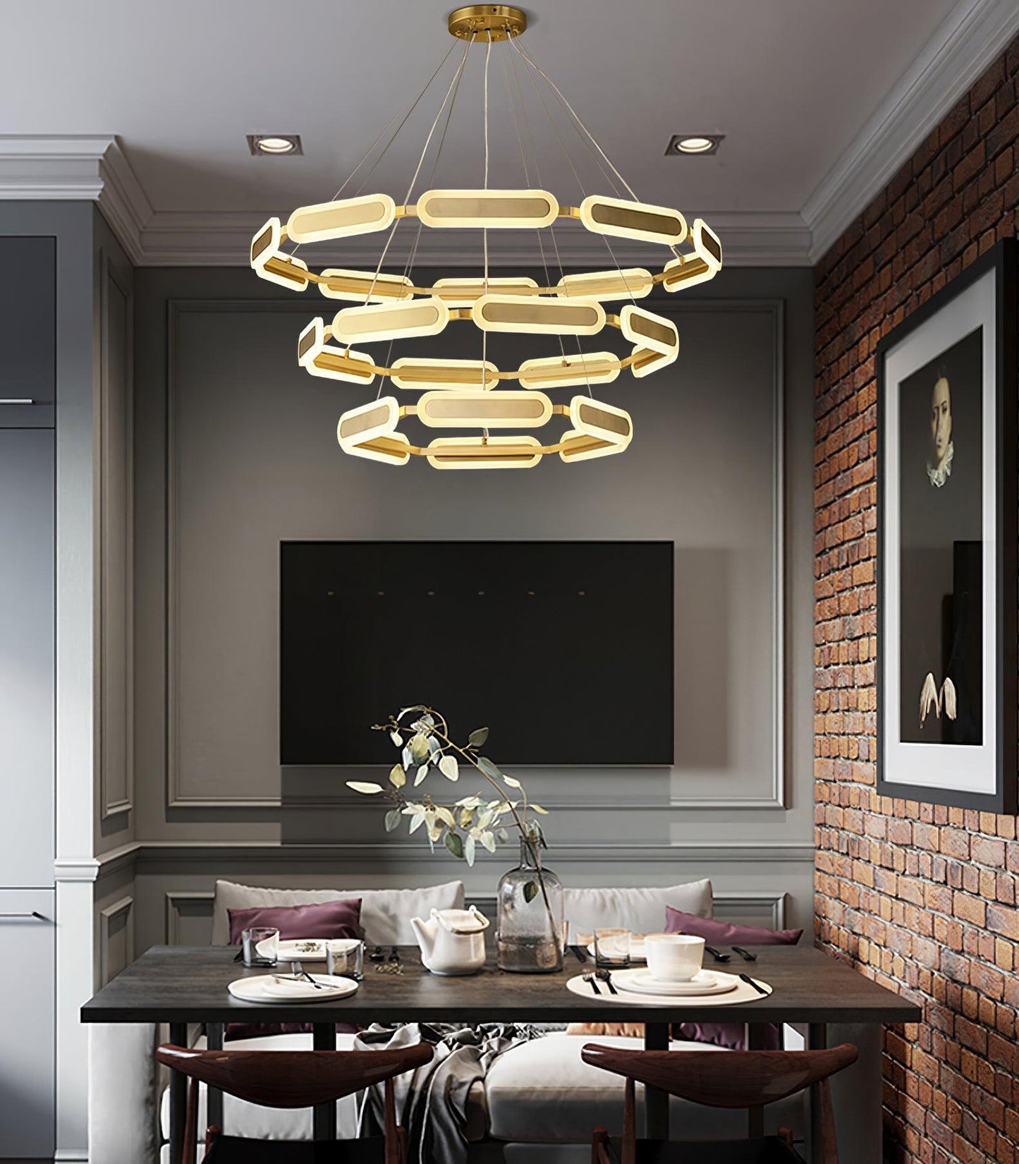 Elegant Swirl Chandelier - Contemporary Design with Adjustable Lightin