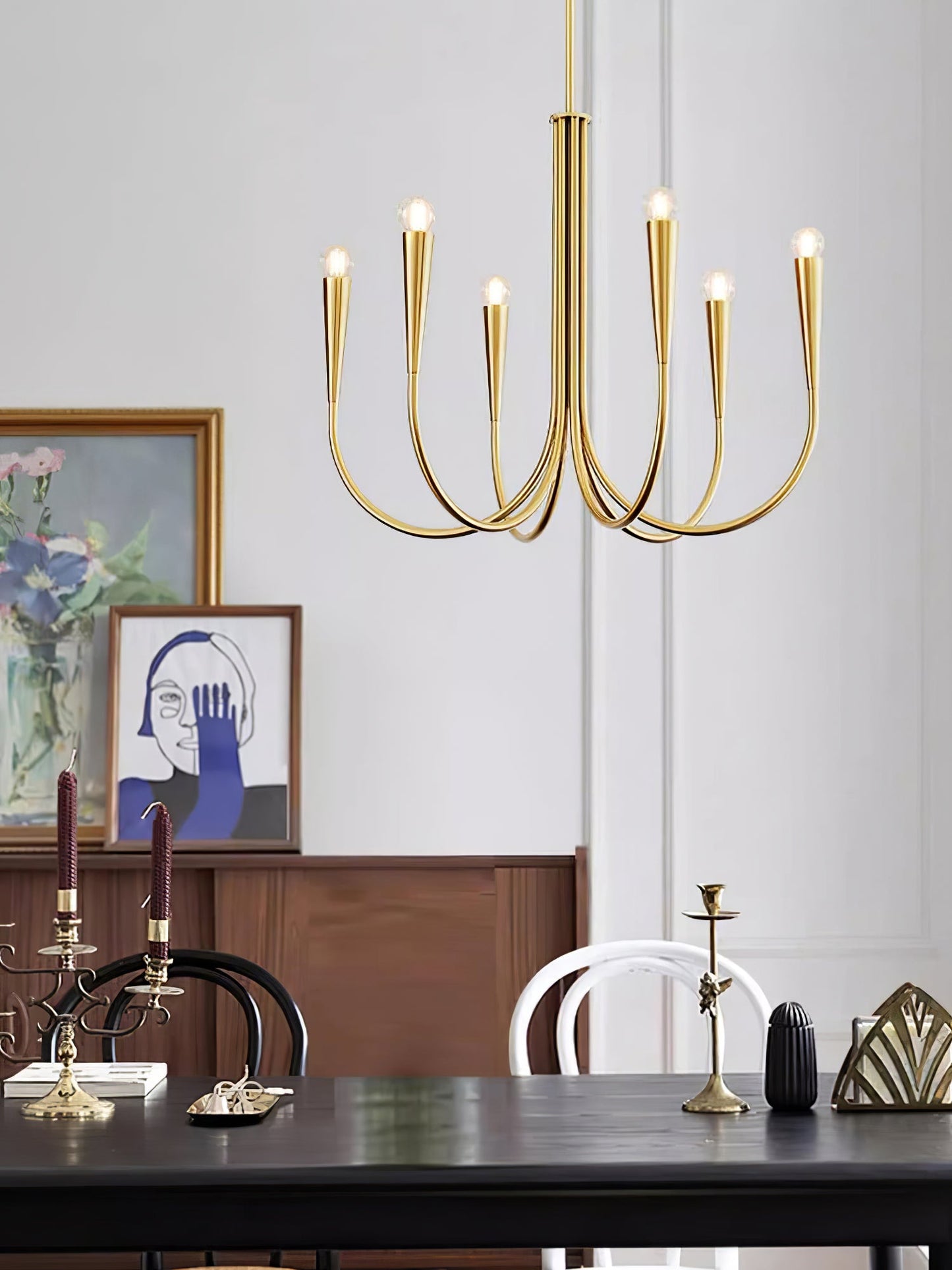 Swoop Arm Chandelier - Elegant Design with Adjustable Arms & LED Compa
