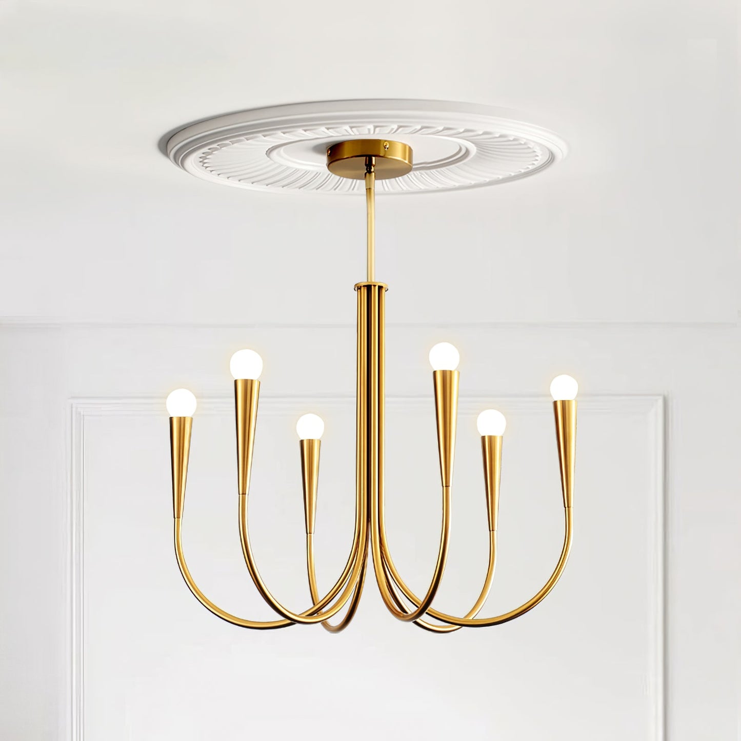 Swoop Arm Chandelier - Elegant Design with Adjustable Arms & LED Compa