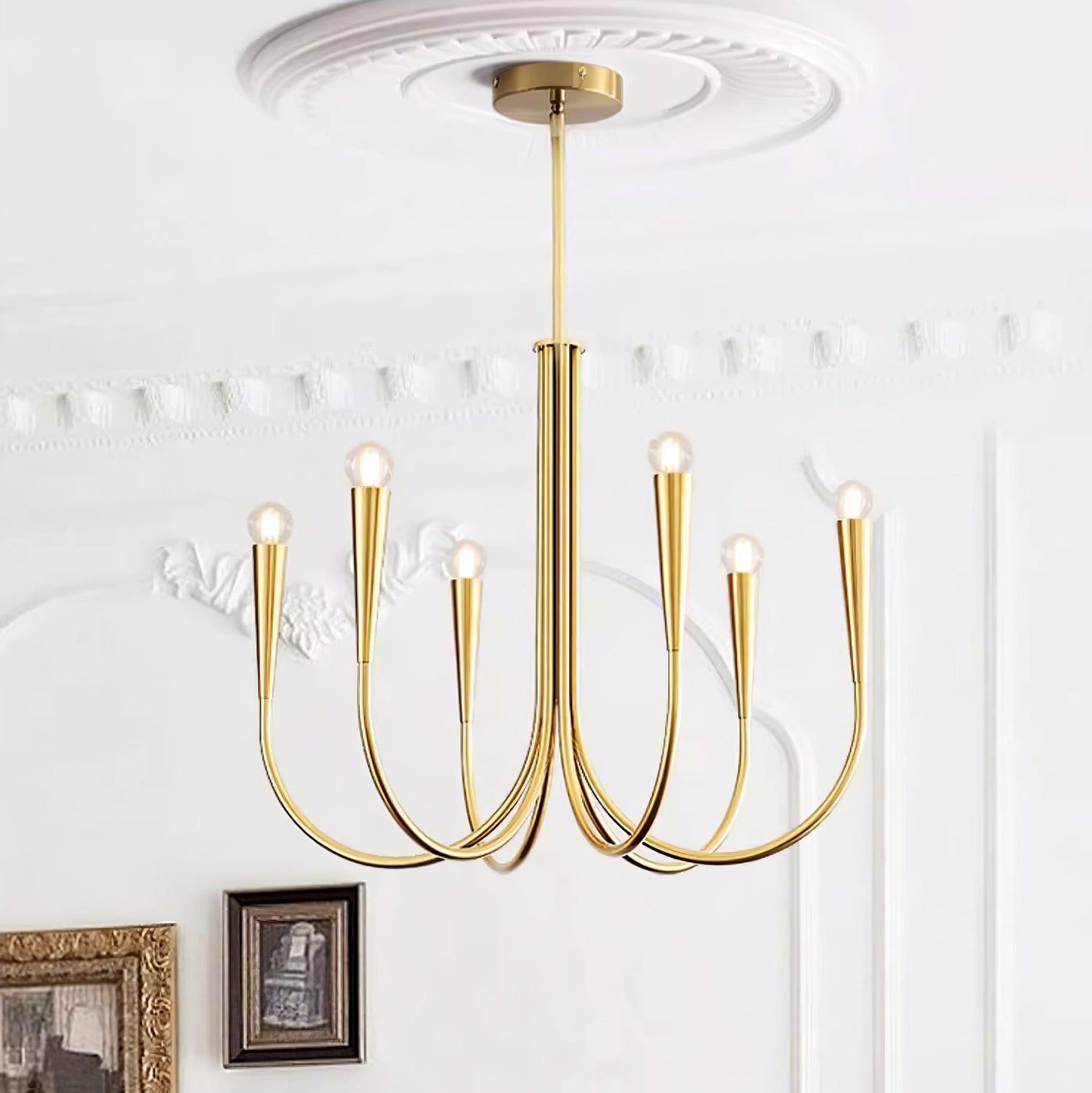 Swoop Arm Chandelier - Elegant Design with Adjustable Arms & LED Compa
