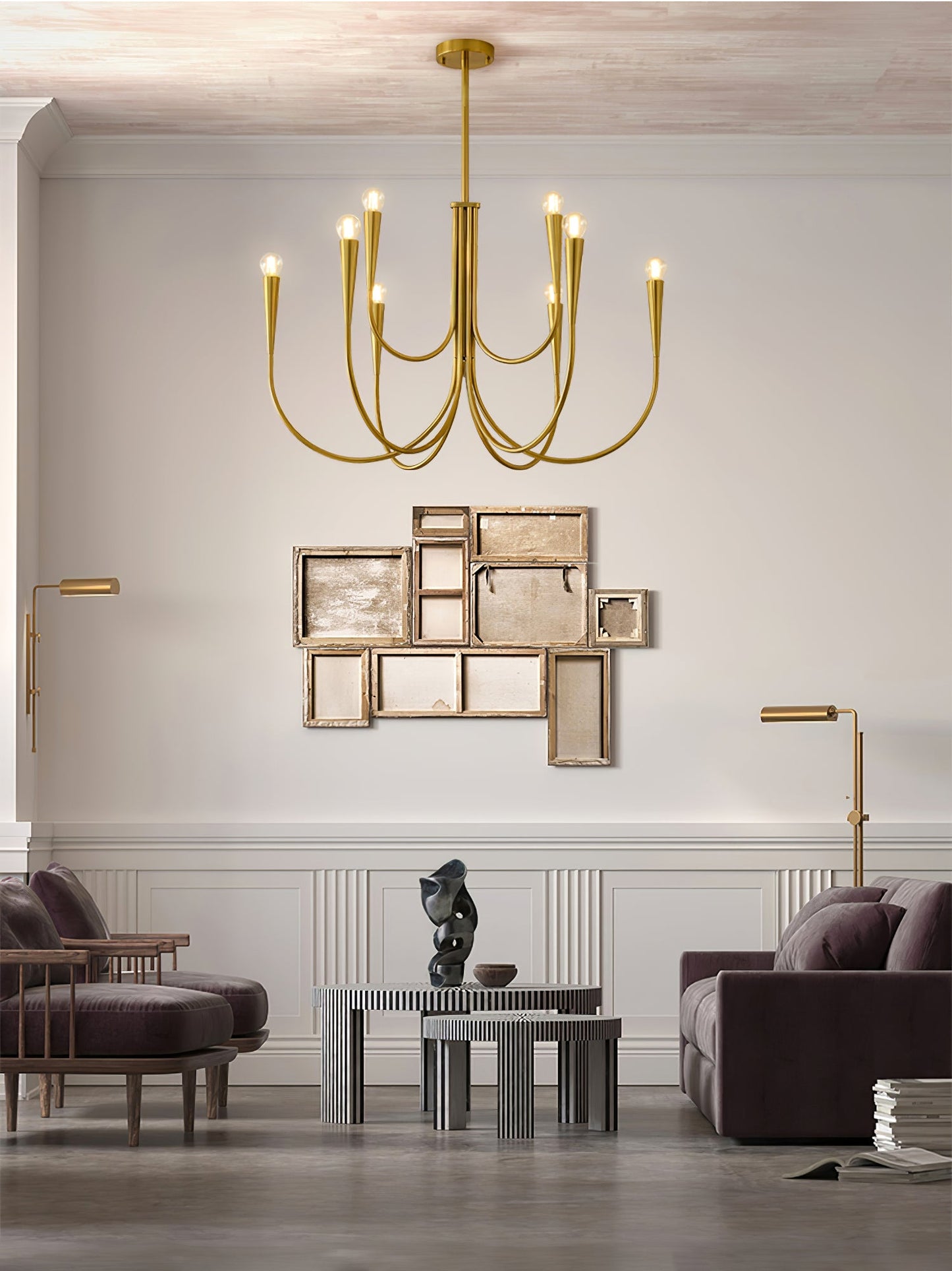 Swoop Arm Chandelier - Elegant Design with Adjustable Arms & LED Compa