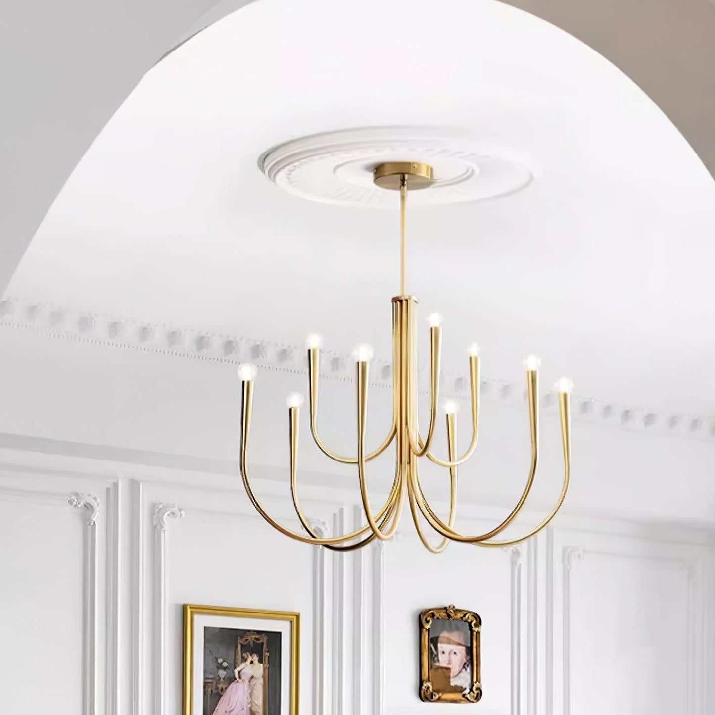 Swoop Arm Chandelier - Elegant Design with Adjustable Arms & LED Compa