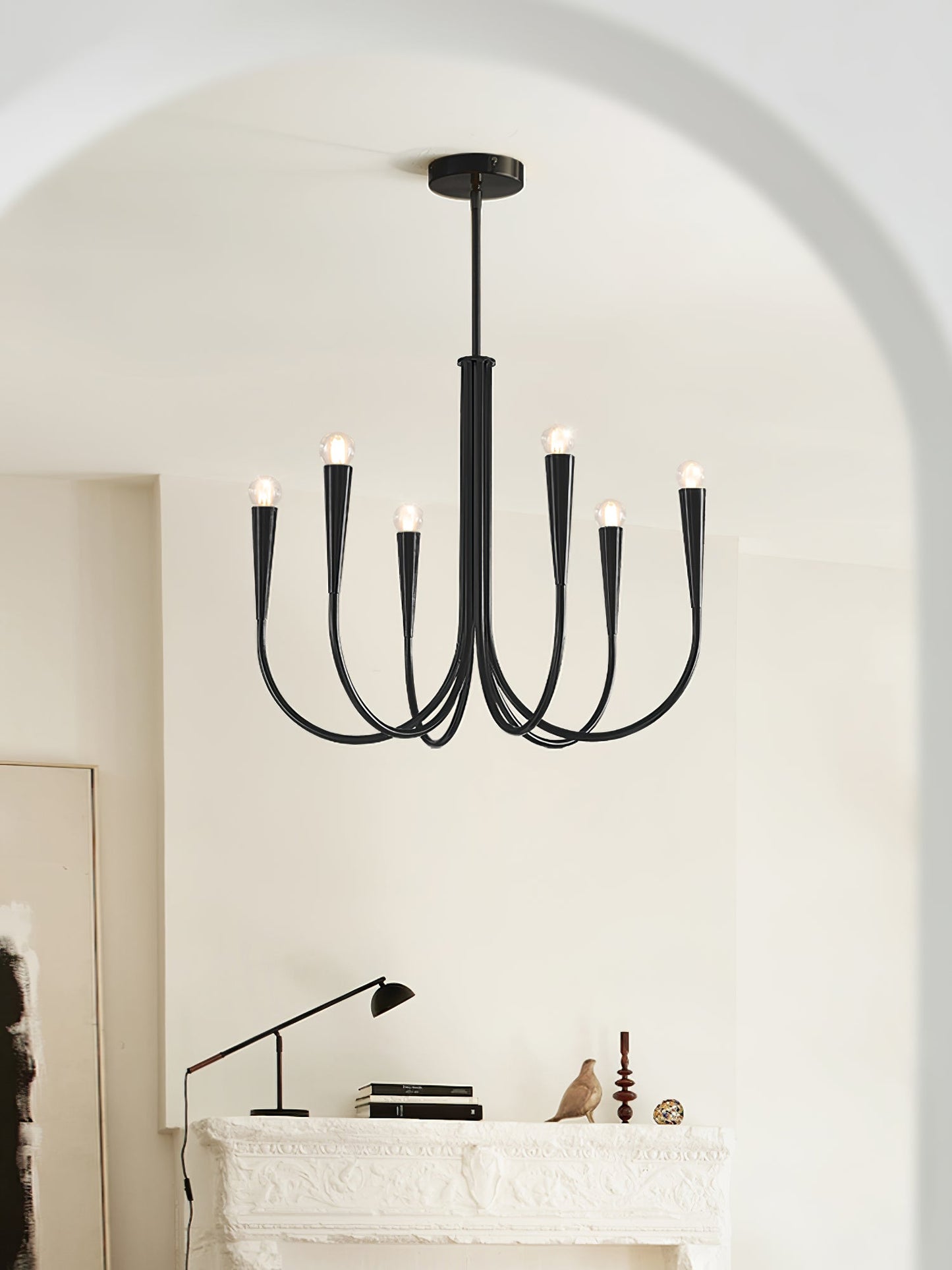Swoop Arm Chandelier - Elegant Design with Adjustable Arms & LED Compa