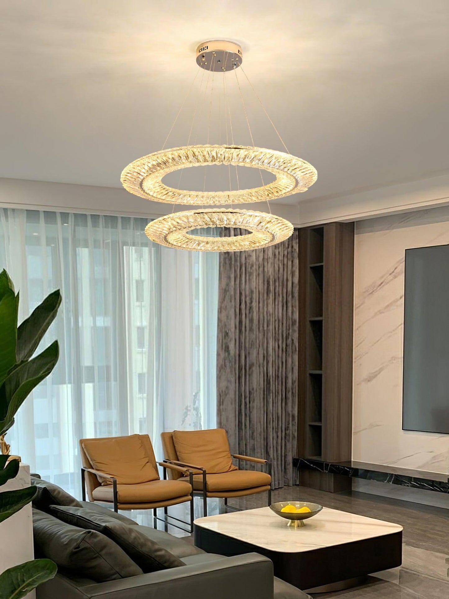 Tanager Geometric Chandelier - Modern Design, Adjustable Height, LED C
