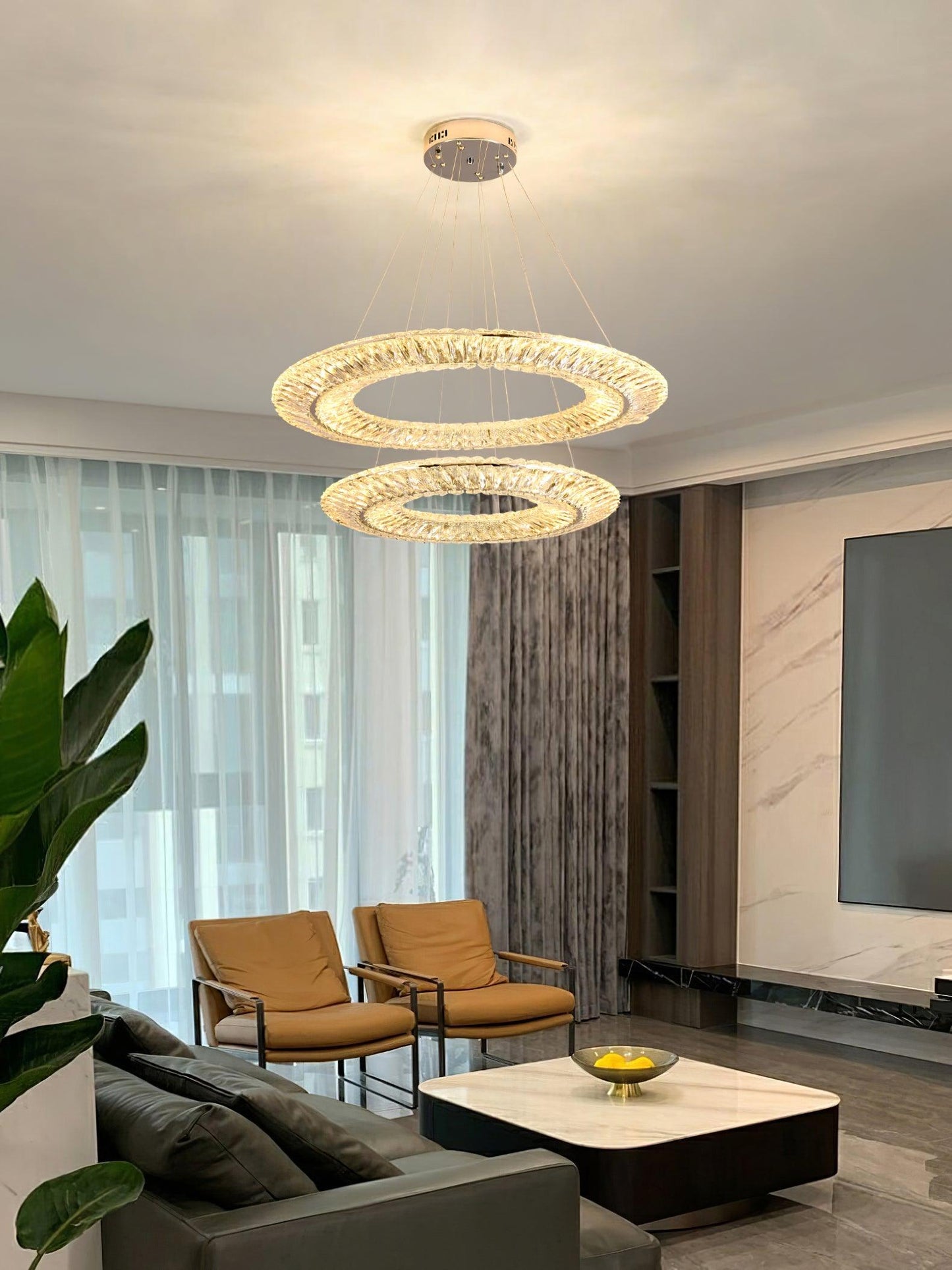 Tanager Geometric Chandelier - Modern Design, Adjustable Height, LED C