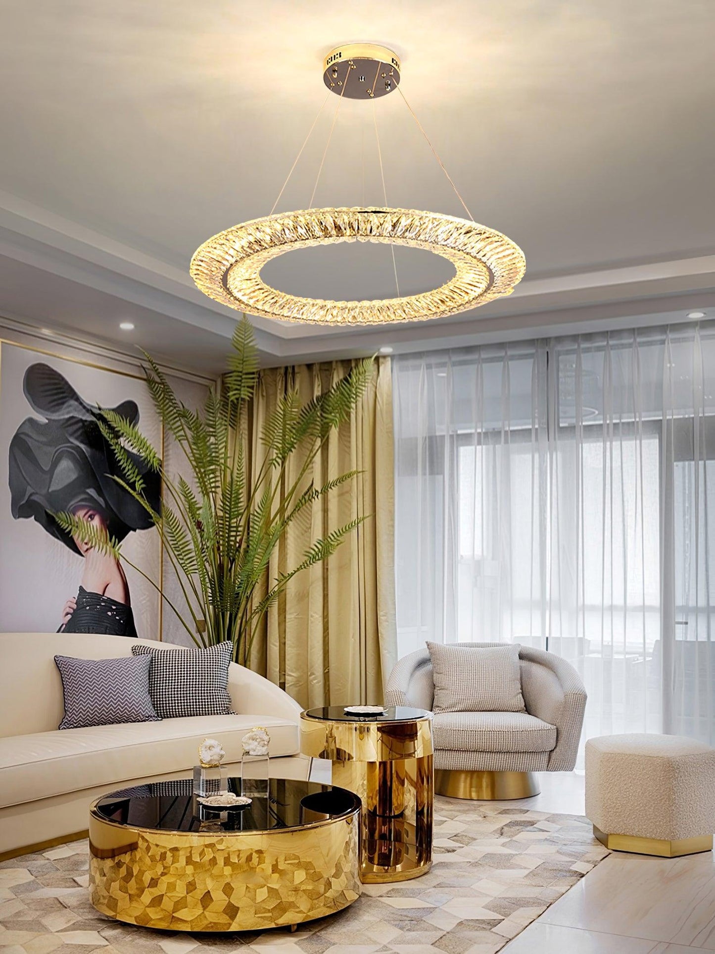 Tanager Geometric Chandelier - Modern Design, Adjustable Height, LED C