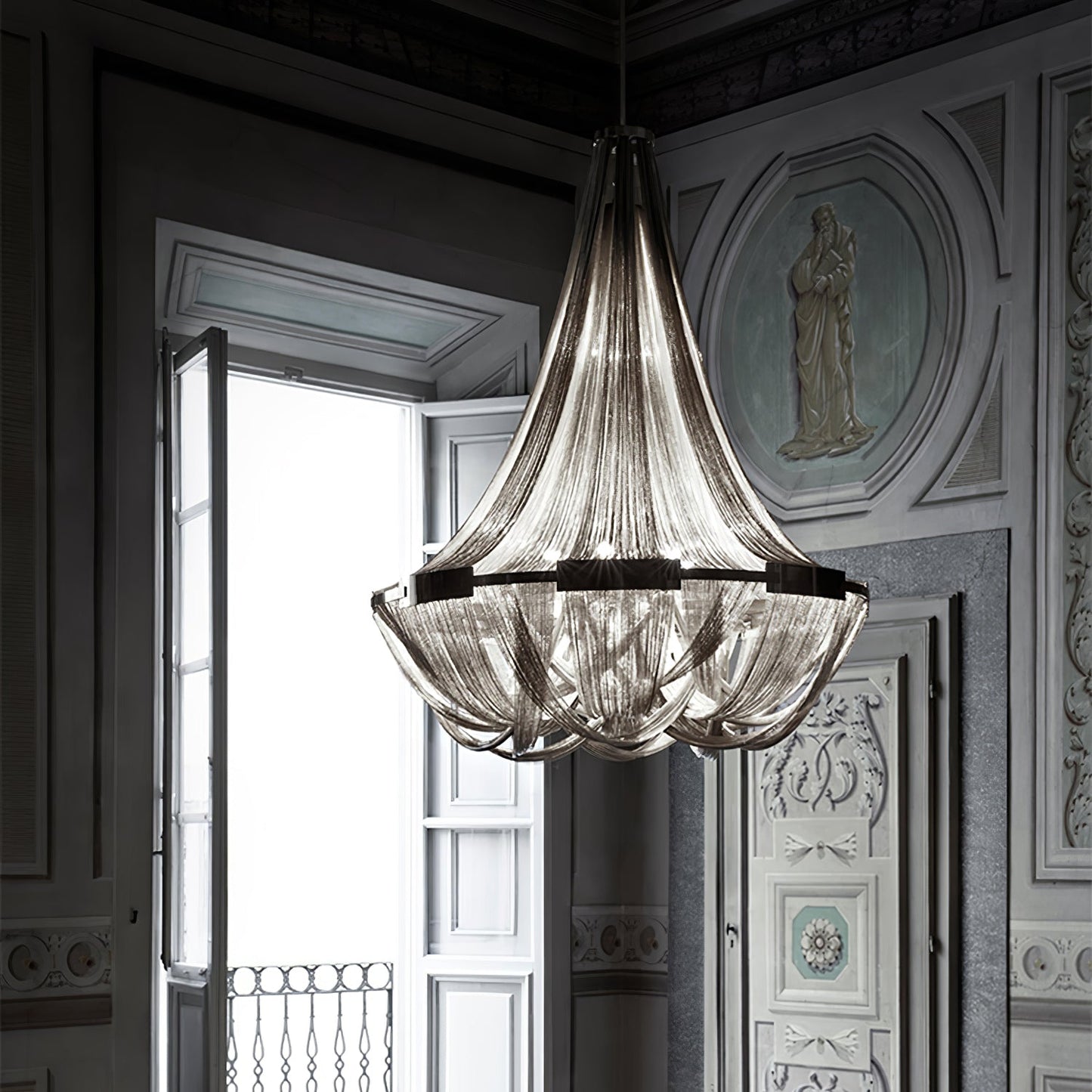 Tassel Aluminum Chain Chandelier - Adjustable Height, Modern Design