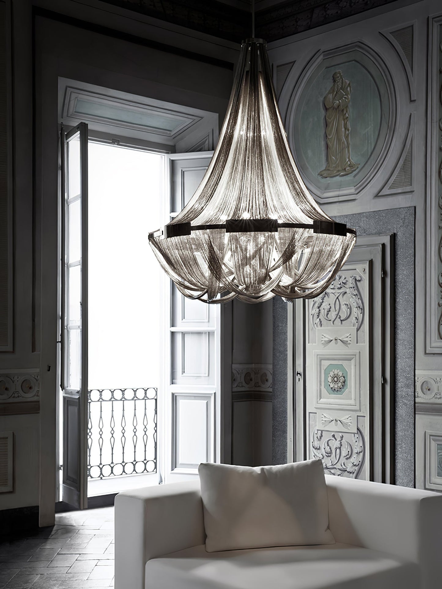 Tassel Aluminum Chain Chandelier - Adjustable Height, Modern Design