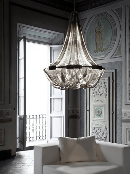 Tassel Aluminum Chain Chandelier - Adjustable Height, Modern Design