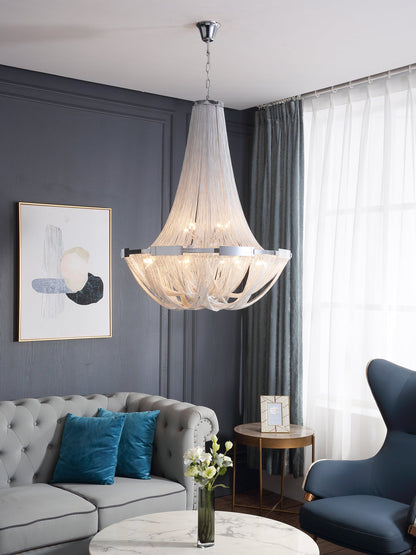 Tassel Aluminum Chain Chandelier - Adjustable Height, Modern Design