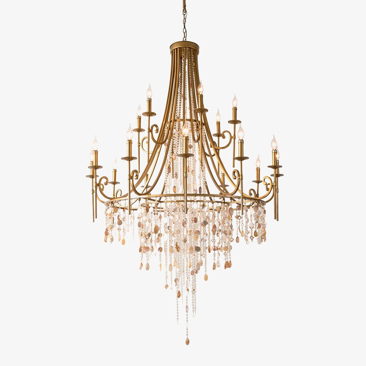 Tatum Lux Shell Crystal Chandelier - Elegant Design & Adjustable Heigh