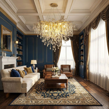 Elegant Teardrop Crystal Chandelier - Adjustable Height & Dimmable Lig