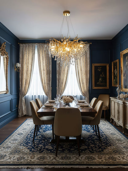 Elegant Teardrop Crystal Chandelier - Adjustable Height & Dimmable Lig