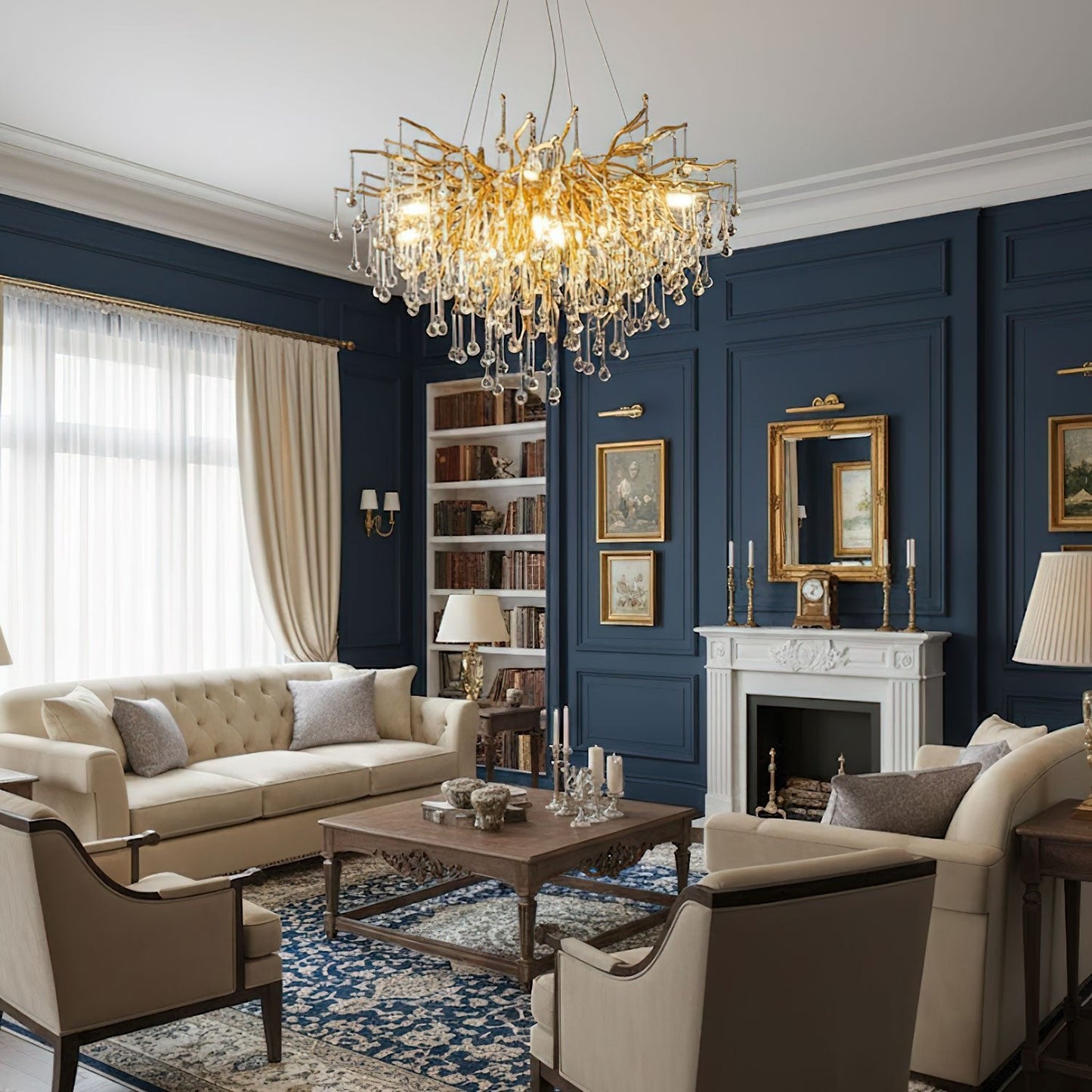 Elegant Teardrop Crystal Chandelier - Adjustable Height & Dimmable Lig