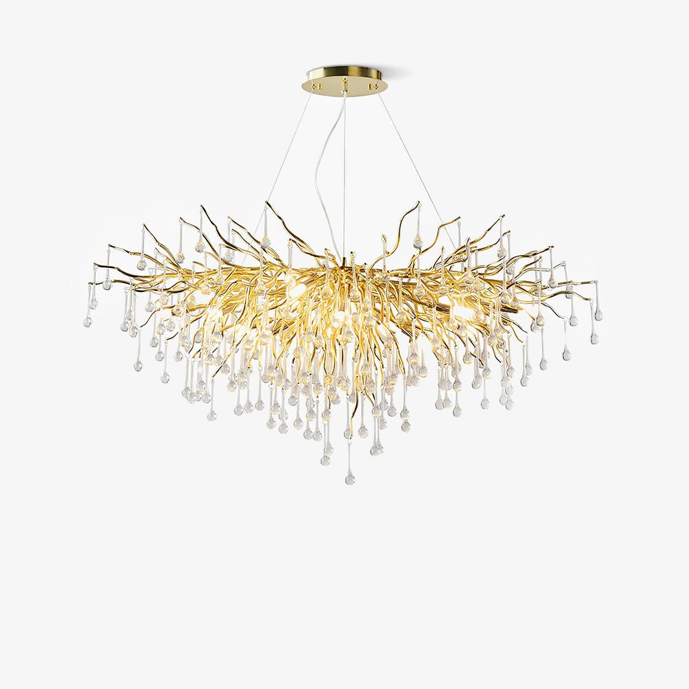 Elegant Teardrop Crystal Chandelier - Adjustable Height & Dimmable Lig