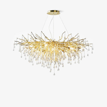 Elegant Teardrop Crystal Chandelier - Adjustable Height & Dimmable Lig