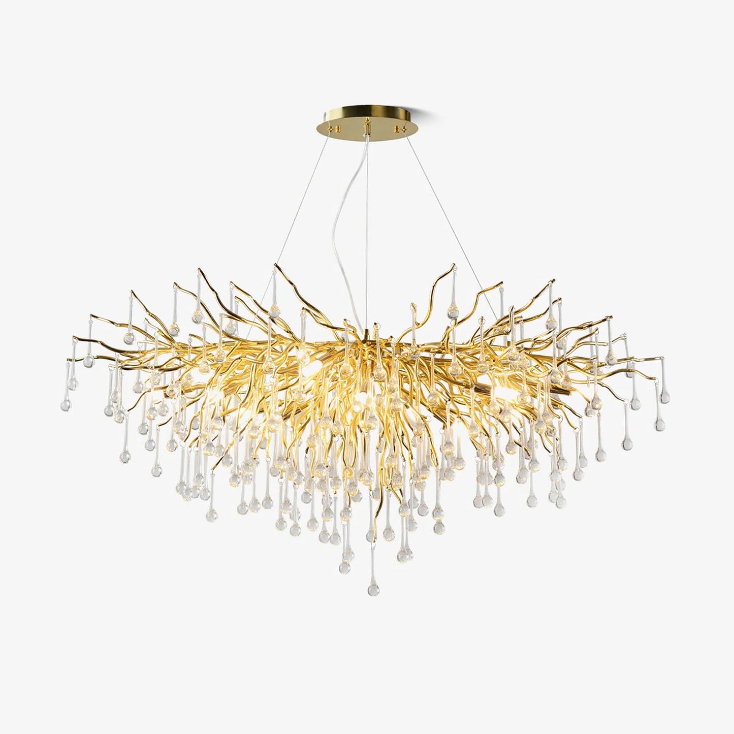 Elegant Teardrop Crystal Chandelier - Adjustable Height & Dimmable Lig