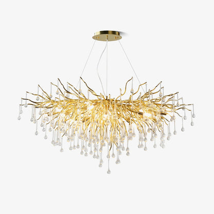 Elegant Teardrop Crystal Chandelier - Adjustable Height & Dimmable Lig
