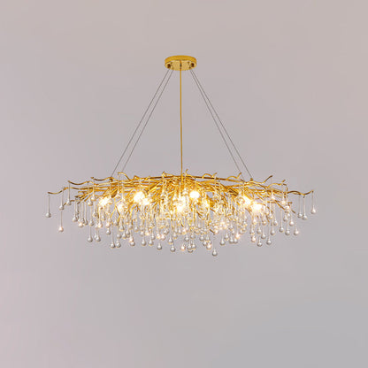 Elegant Teardrop Crystal Chandelier - Adjustable Height & Dimmable Lig