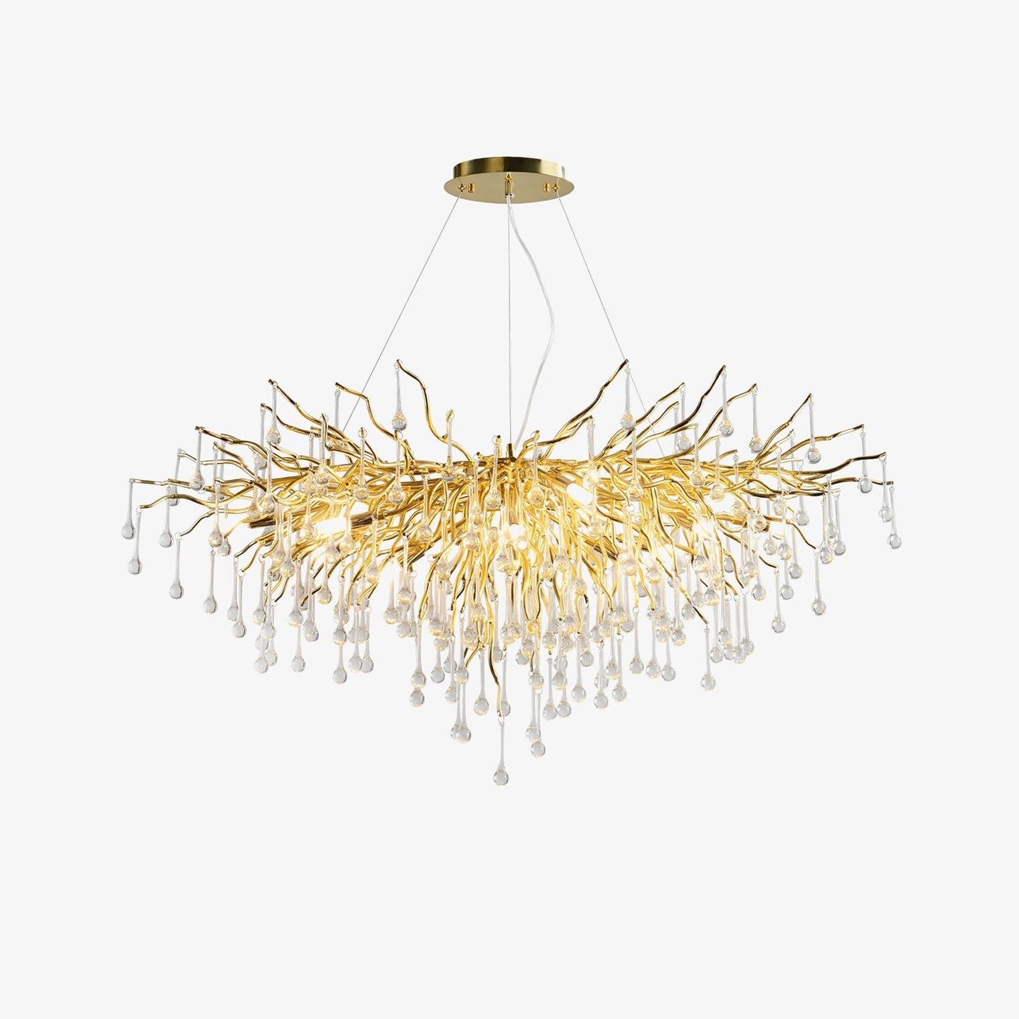 Elegant Teardrop Crystal Chandelier - Adjustable Height & Dimmable Lig